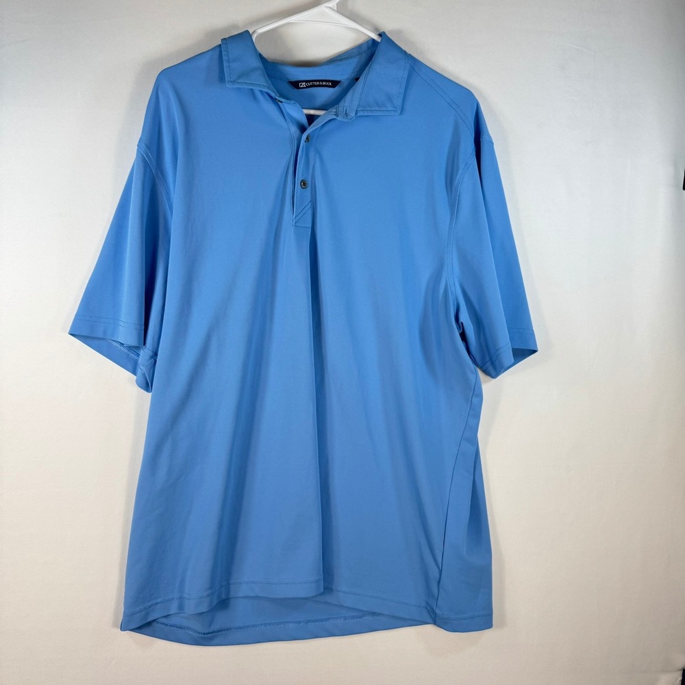 Cutter & Buck Mens XL Light Blue Short Sleeve Performance Golf Polo Shirt